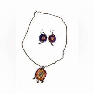 Colorful Spiral Necklace and Earring Set